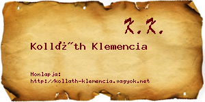 Kolláth Klemencia névjegykártya